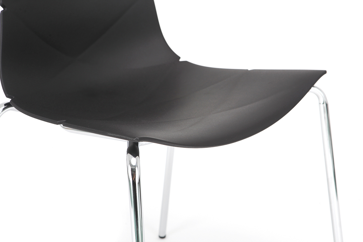 Sillas modernas negras apilables con motivo grfico y patas metal - lote de 2 GUSTO