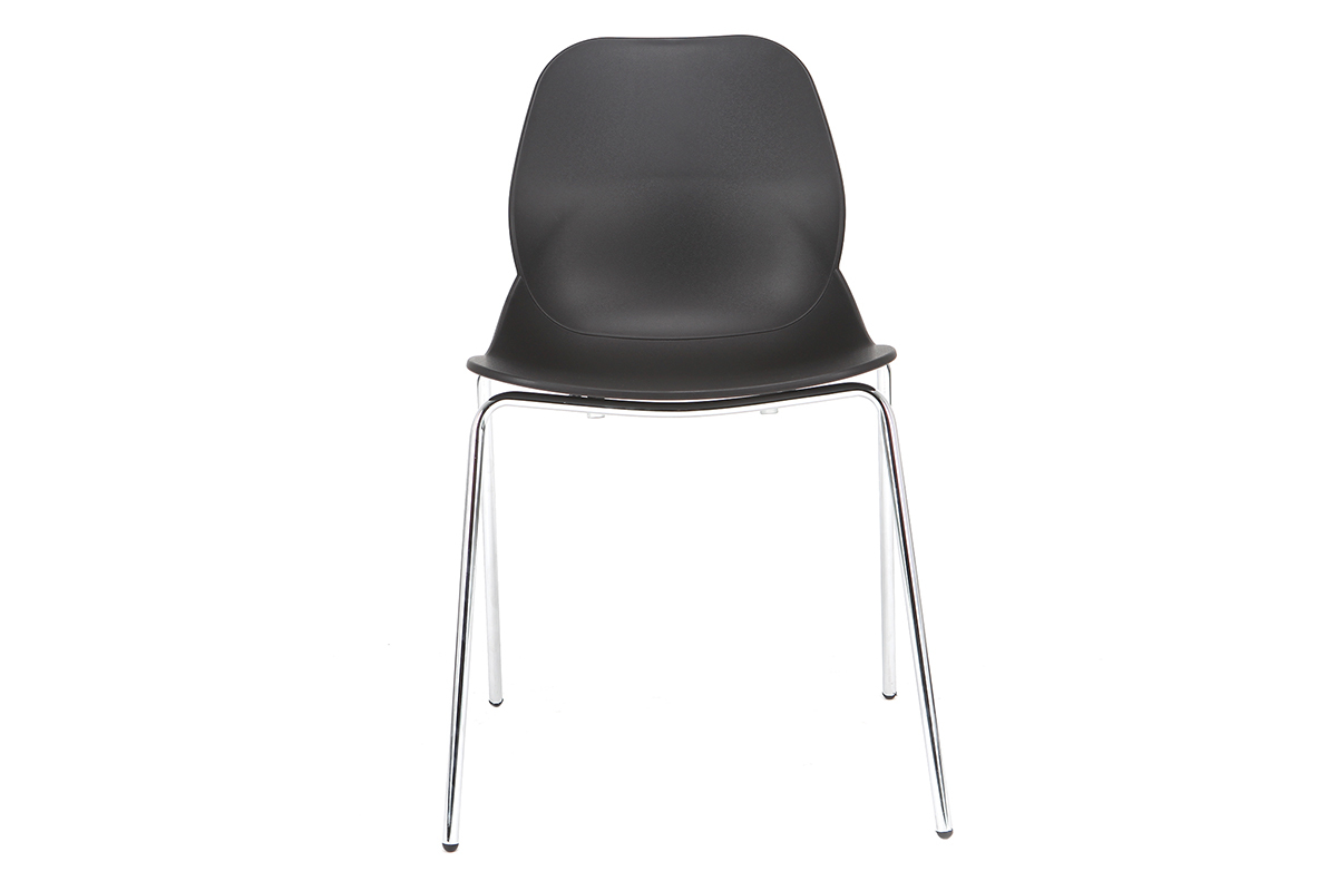 Sillas modernas negras apilables con patas metal - lote de 2 TROCADERO