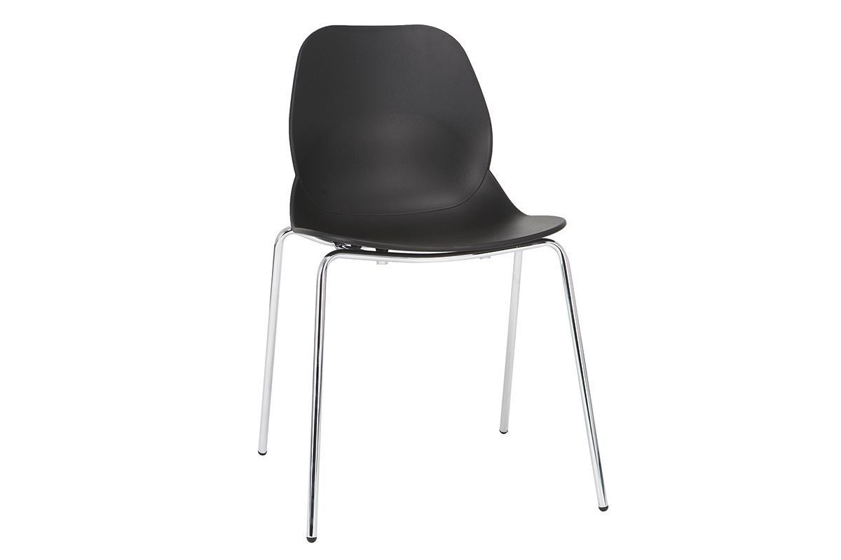 Sillas modernas negras apilables con patas metal - lote de 2 TROCADERO