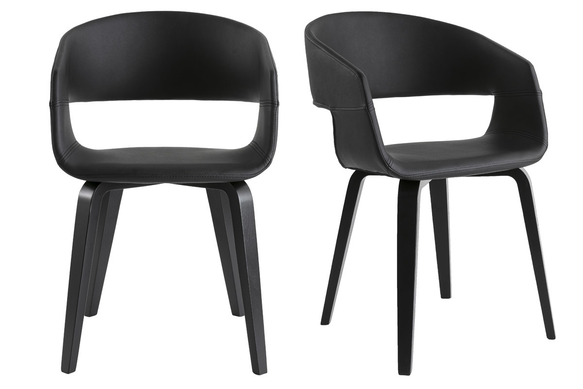 Sillas modernas negras patas madera (lote de 2) SLAM