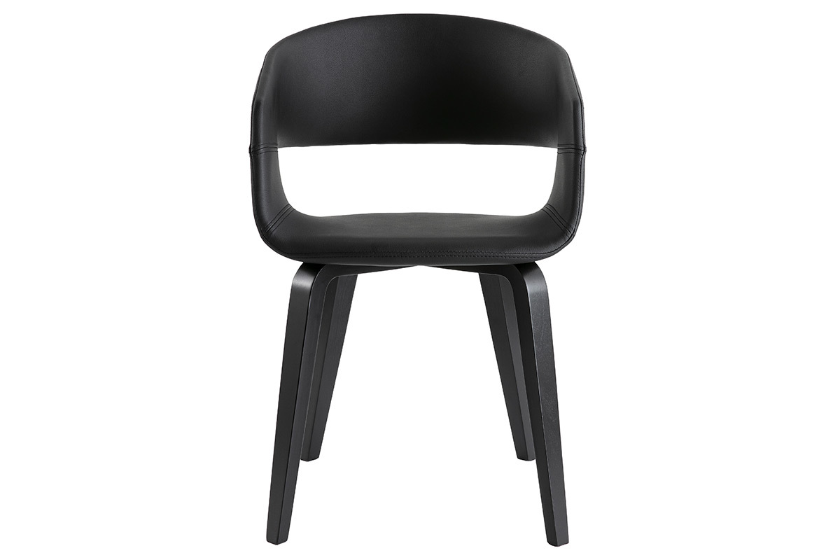 Sillas modernas negras patas madera (lote de 2) SLAM