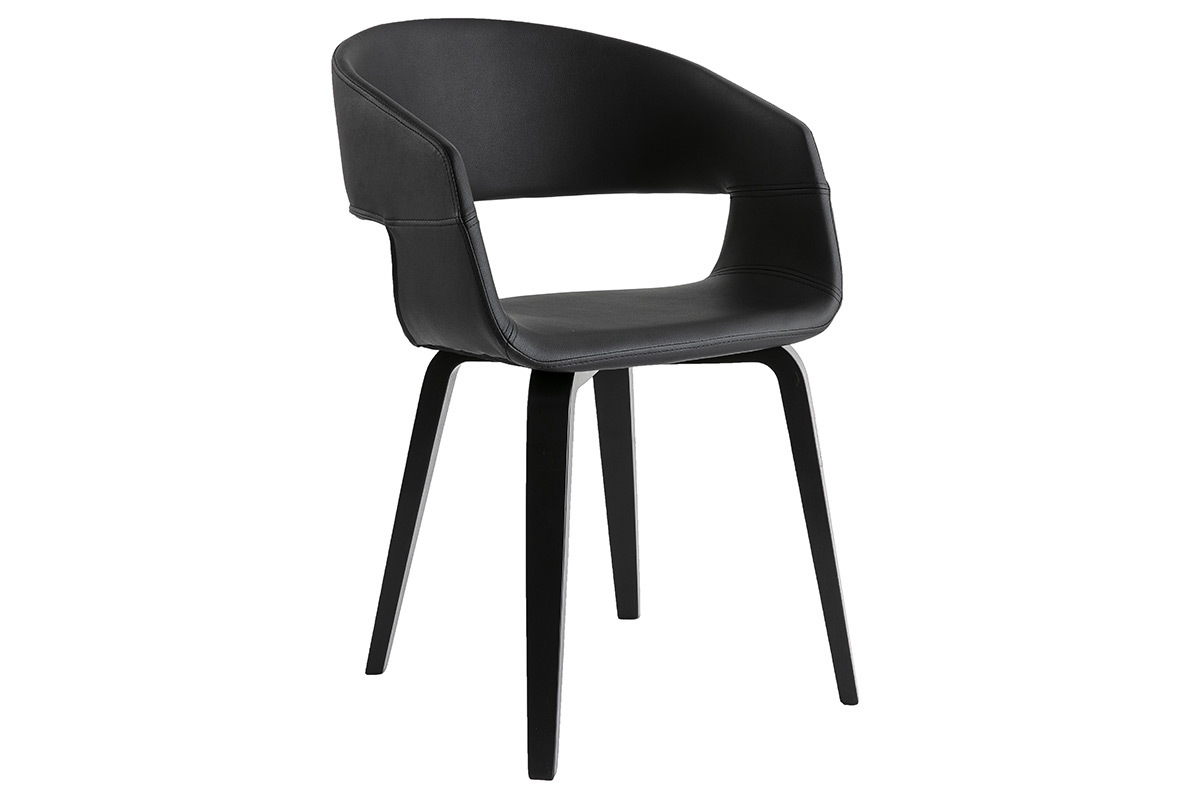 Sillas modernas negras patas madera (lote de 2) SLAM