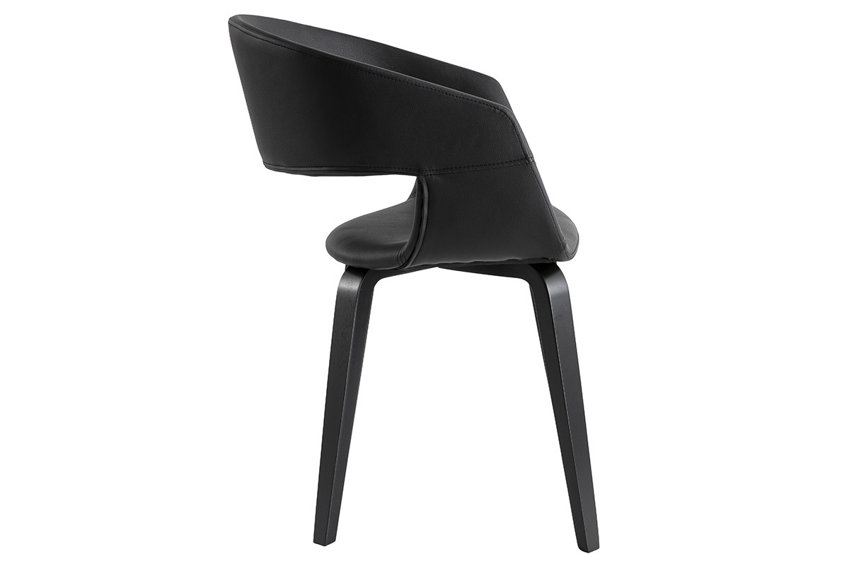 Sillas modernas negras patas madera (lote de 2) SLAM