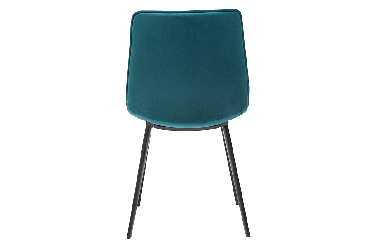 Sillas modernas tejido efecto terciopelo azul petrleo (lote de 2) PARKER
