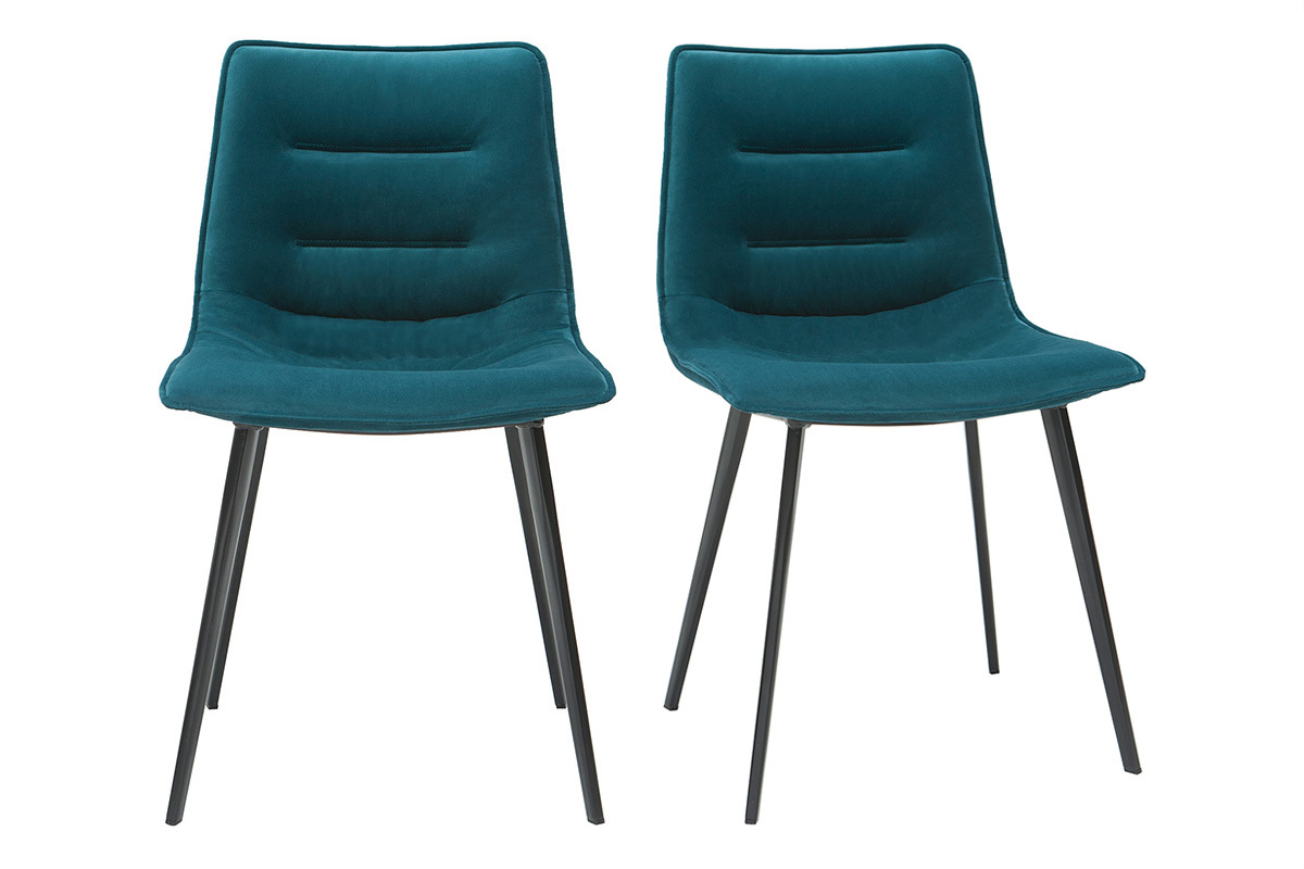 Sillas modernas tejido efecto terciopelo azul petrleo (lote de 2) PARKER