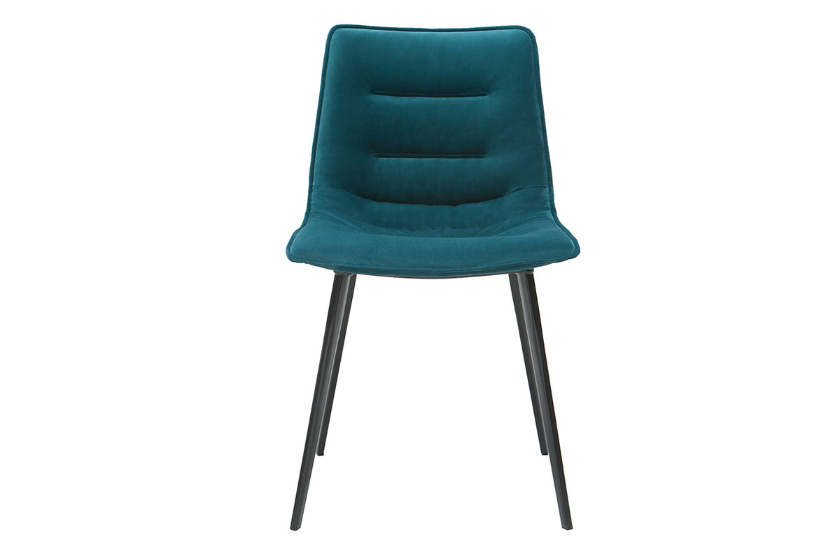 Sillas modernas tejido efecto terciopelo azul petrleo (lote de 2) PARKER