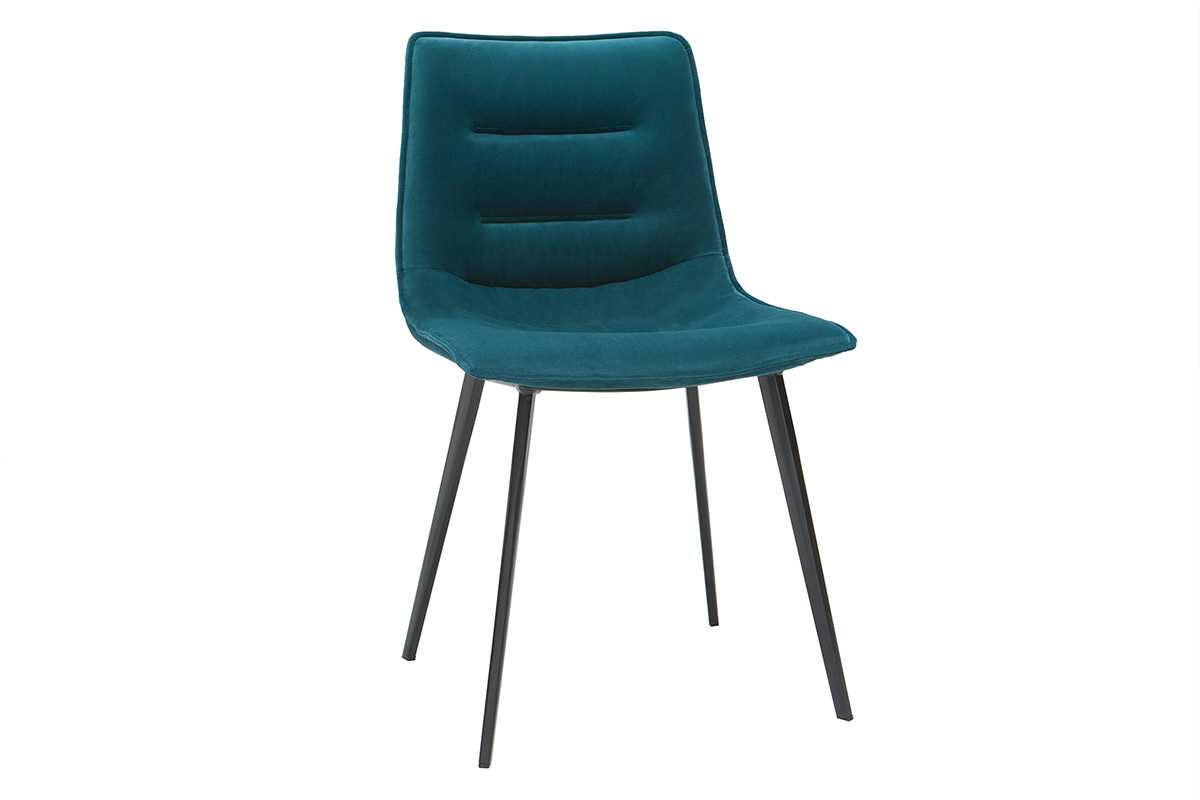 Sillas modernas tejido efecto terciopelo azul petrleo (lote de 2) PARKER