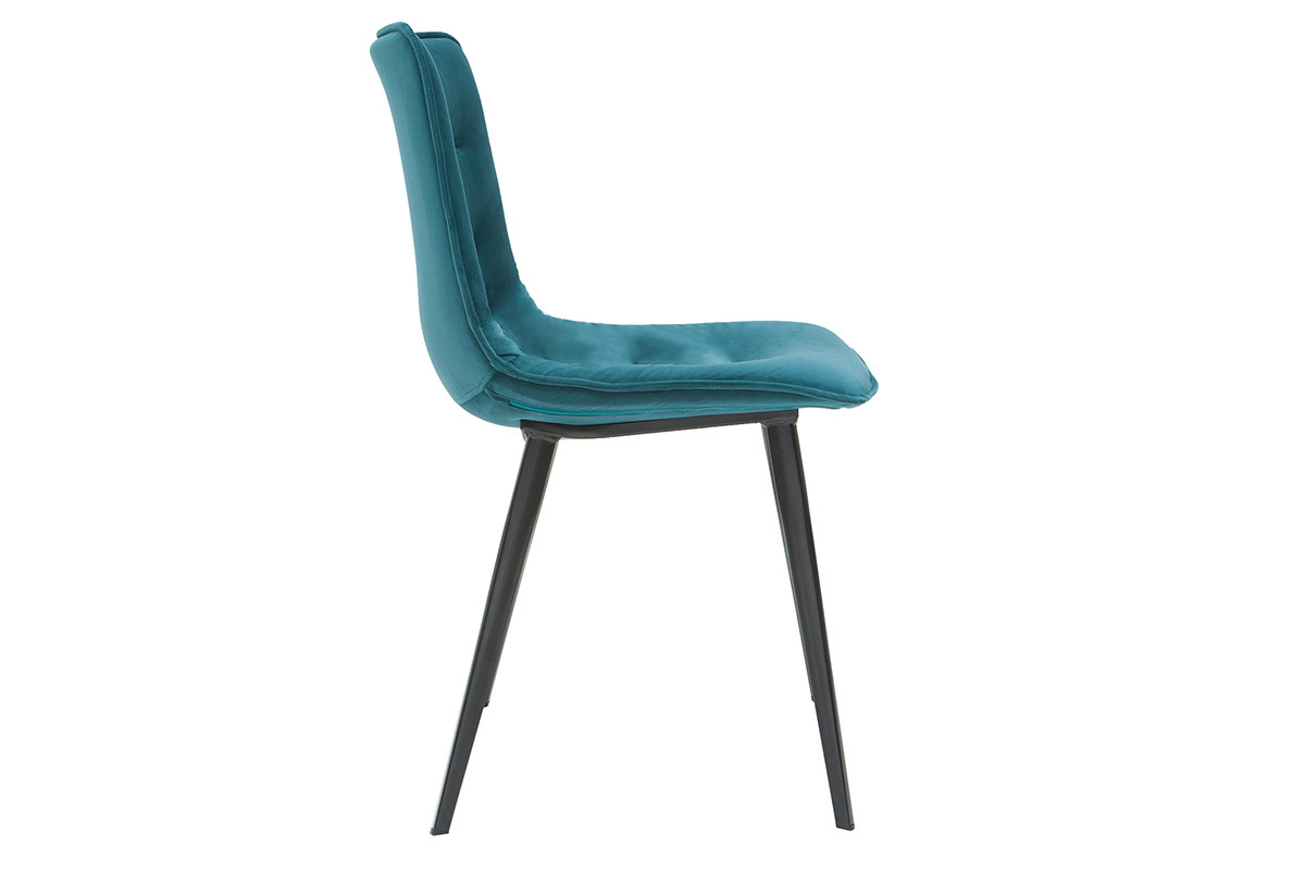 Sillas modernas tejido efecto terciopelo azul petrleo (lote de 2) PARKER