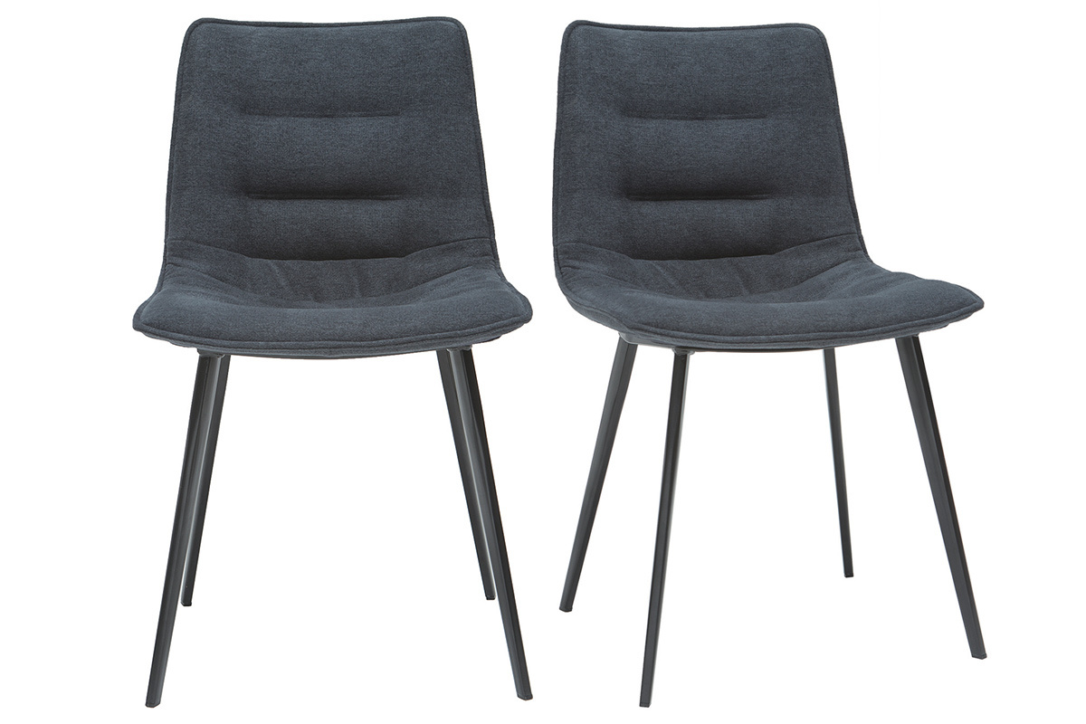 Sillas modernas tejido efecto terciopelo gris oscuro (lote de 2) PARKER