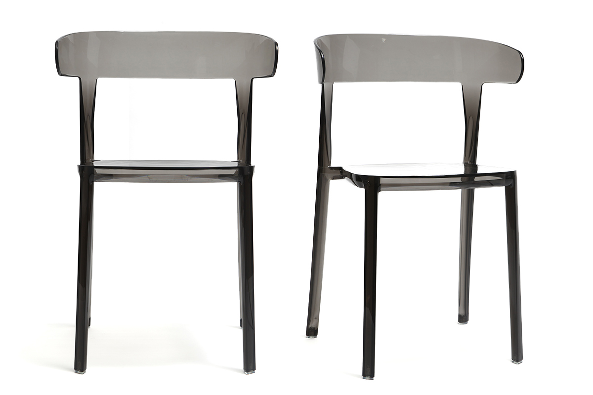 Sillas modernas transparentes ahumado lote de 2 PARADISE