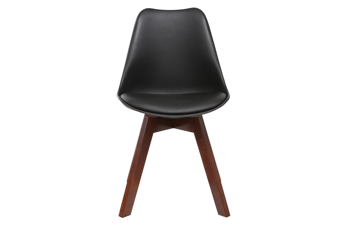 Sillas negras con patas madera oscura (lote de 2) PAULINE