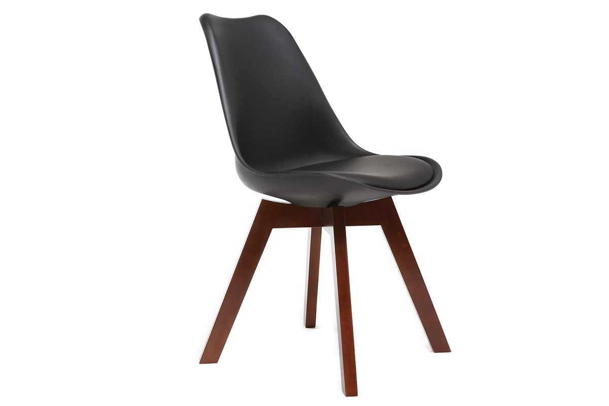 Sillas negras con patas madera oscura (lote de 2) PAULINE