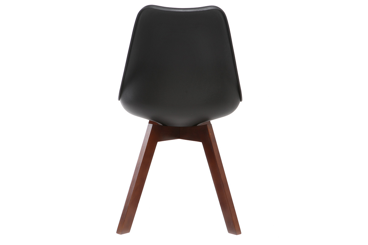 Sillas negras con patas madera oscura (lote de 2) PAULINE