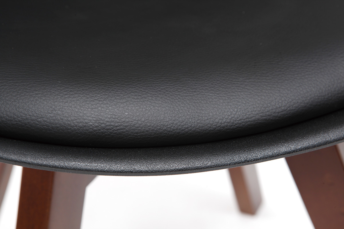 Sillas negras con patas madera oscura (lote de 2) PAULINE