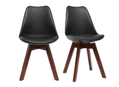 Sillas negras con patas madera oscura (lote de 2) PAULINE