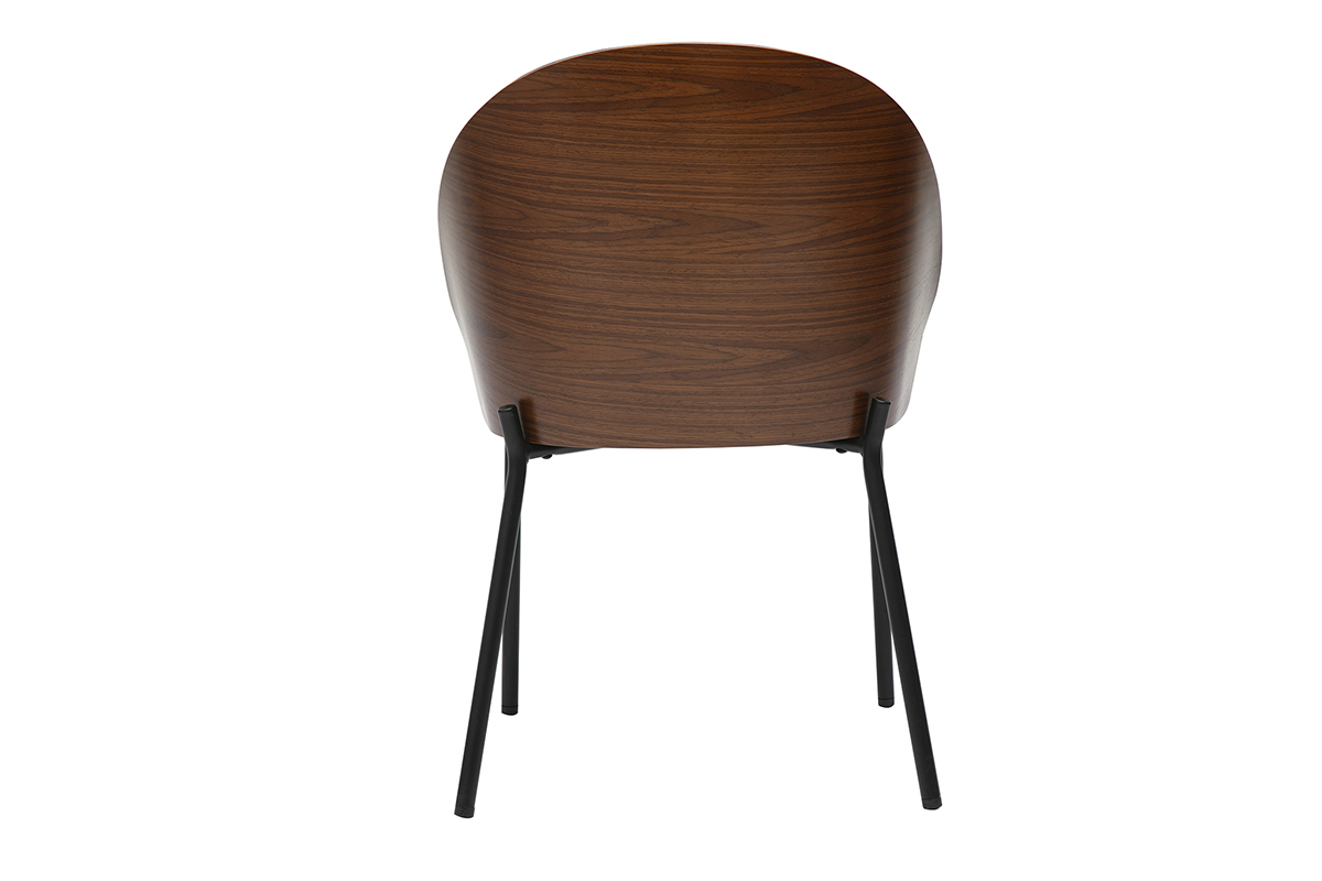 Silla Tucson de madera oscura y metal negro, vista desde atr�s.