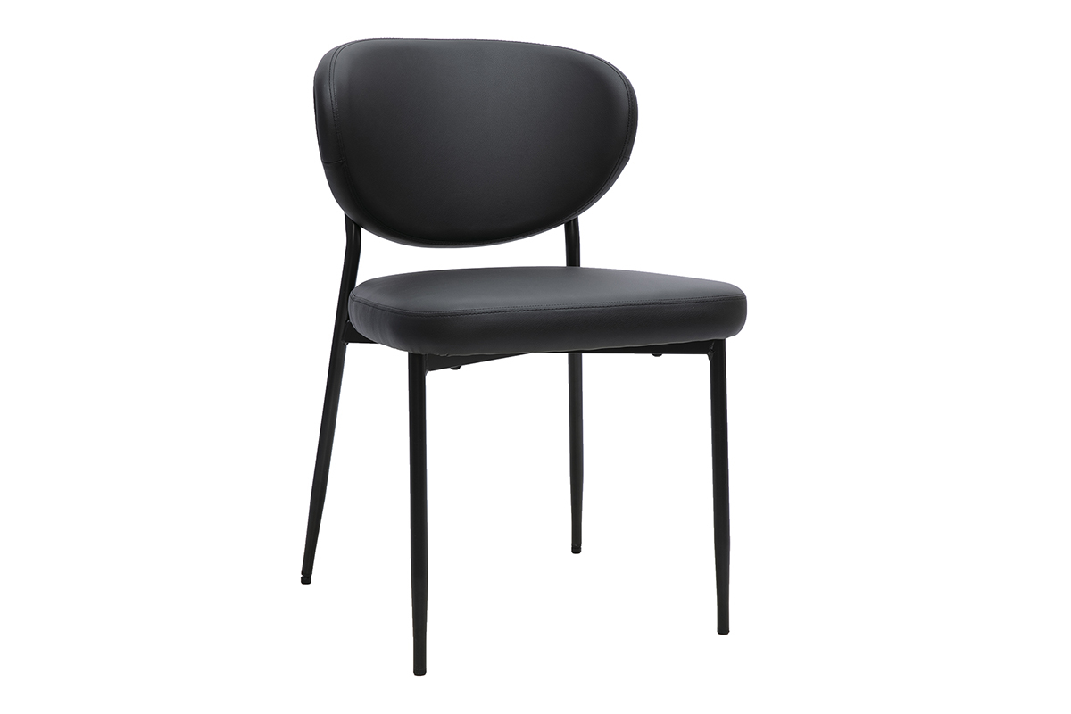 Silla negra BREKA de metal, vista en 3/4, dise�o moderno y c�modo