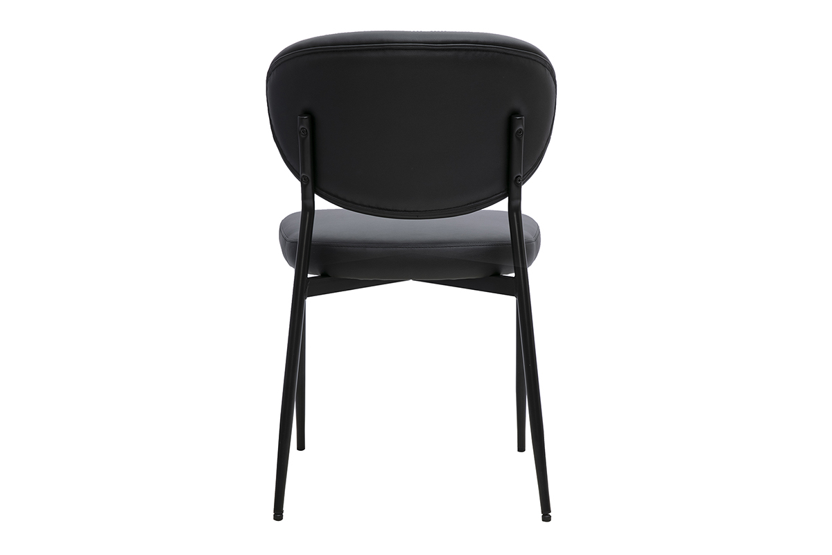 Silla BREKA negra de poliuretano, vista desde atr�s con base de metal negro.
