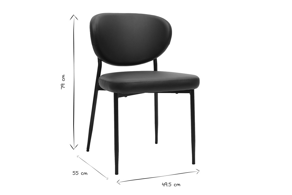 Dimensiones de la silla BREKA en blanco y negro: L49,5 x P55 x H79 cm
