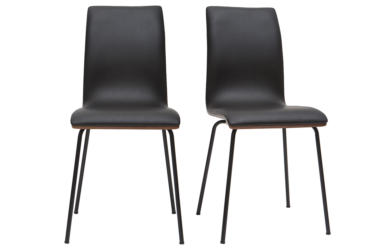 Sillas negro y madera oscura con patas metal (lote de 2) DELICACY