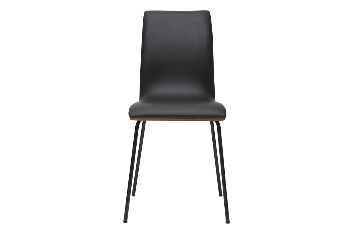 Sillas negro y madera oscura con patas metal (lote de 2) DELICACY