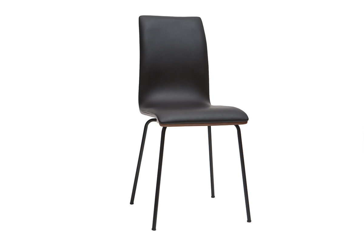 Sillas negro y madera oscura con patas metal (lote de 2) DELICACY