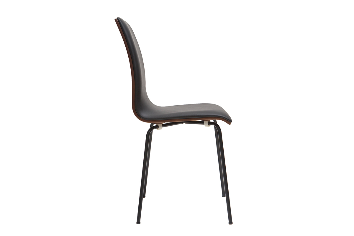 Sillas negro y madera oscura con patas metal (lote de 2) DELICACY