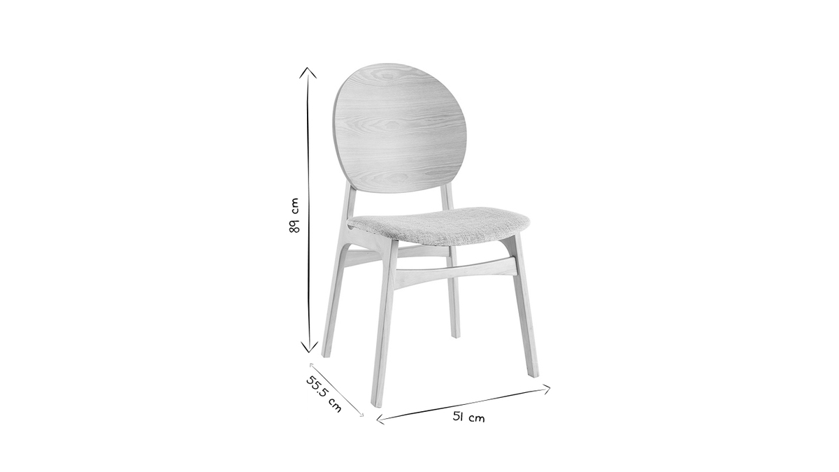 Sillas nrdicas en madera clara y tejido gris (lote de 2) ELTON