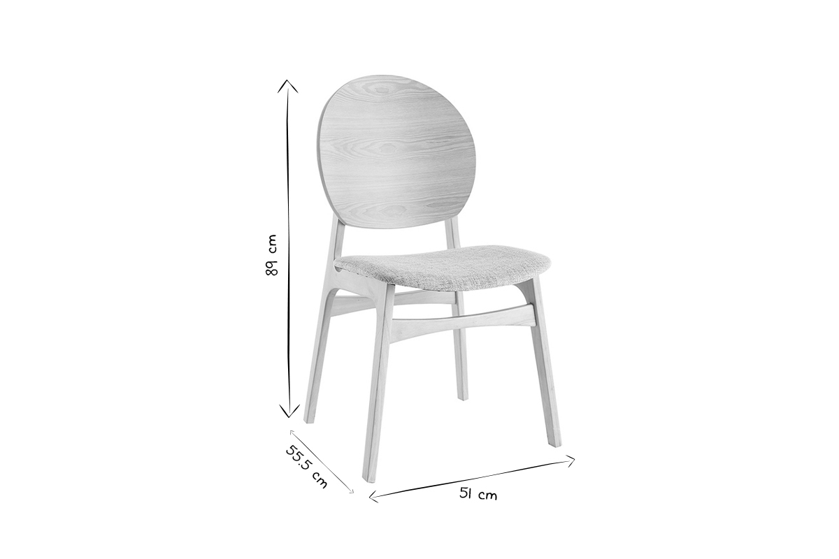 Sillas nrdicas en madera clara y tejido gris (lote de 2) ELTON