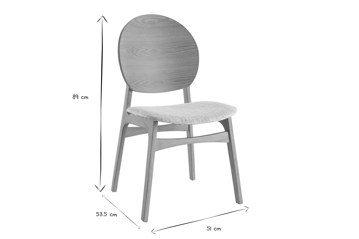Sillas n�rdicas en madera clara y tejido gris (lote de 2) ELTON