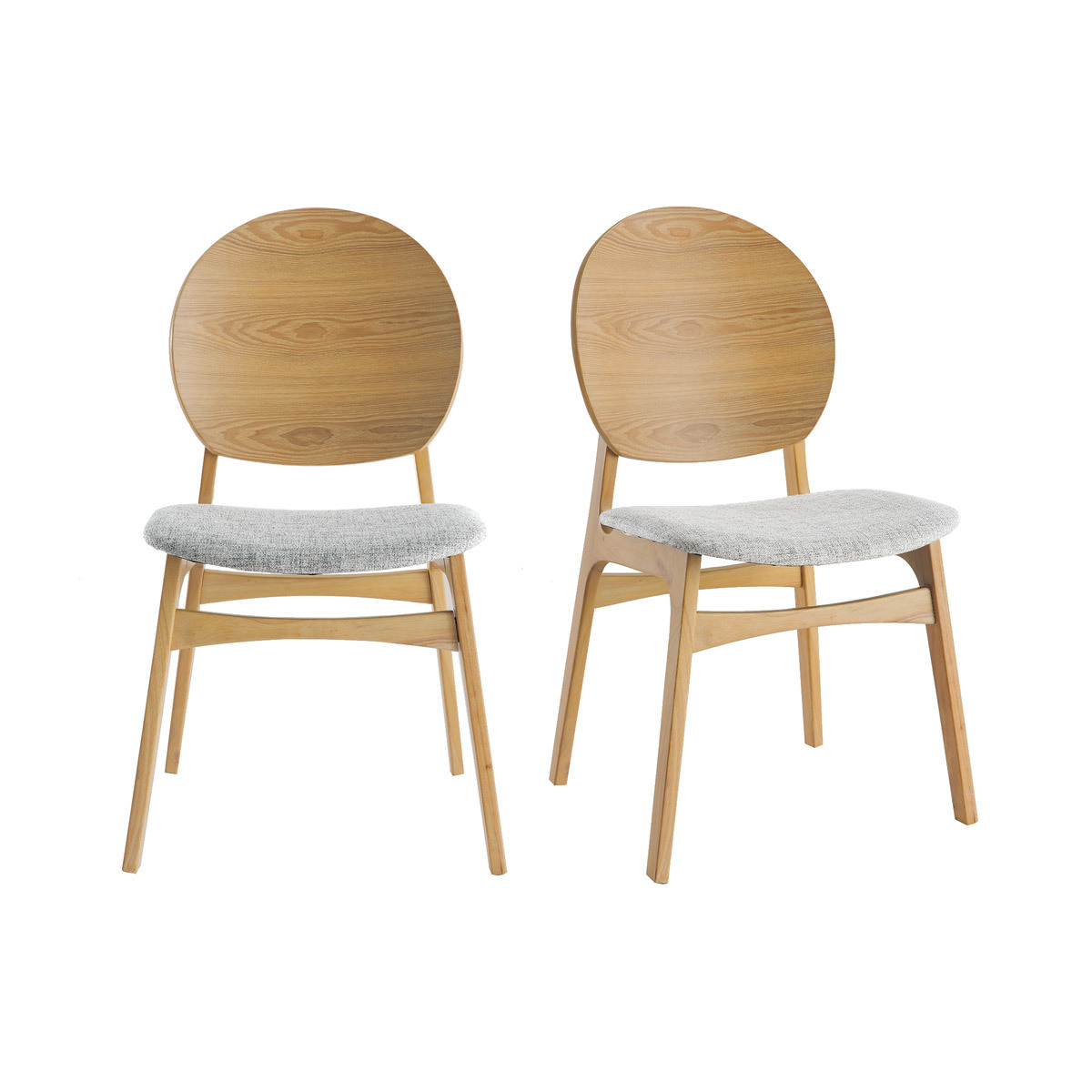 Sillas nórdicas en madera clara y tejido gris (lote de 2) ELTON