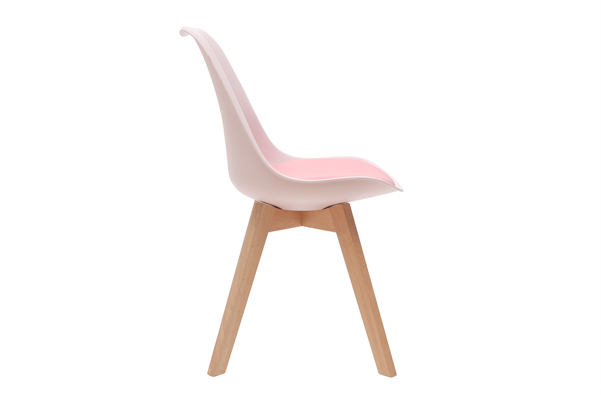Sillas rosas con patas madera clara (lote de 2) PAULINE