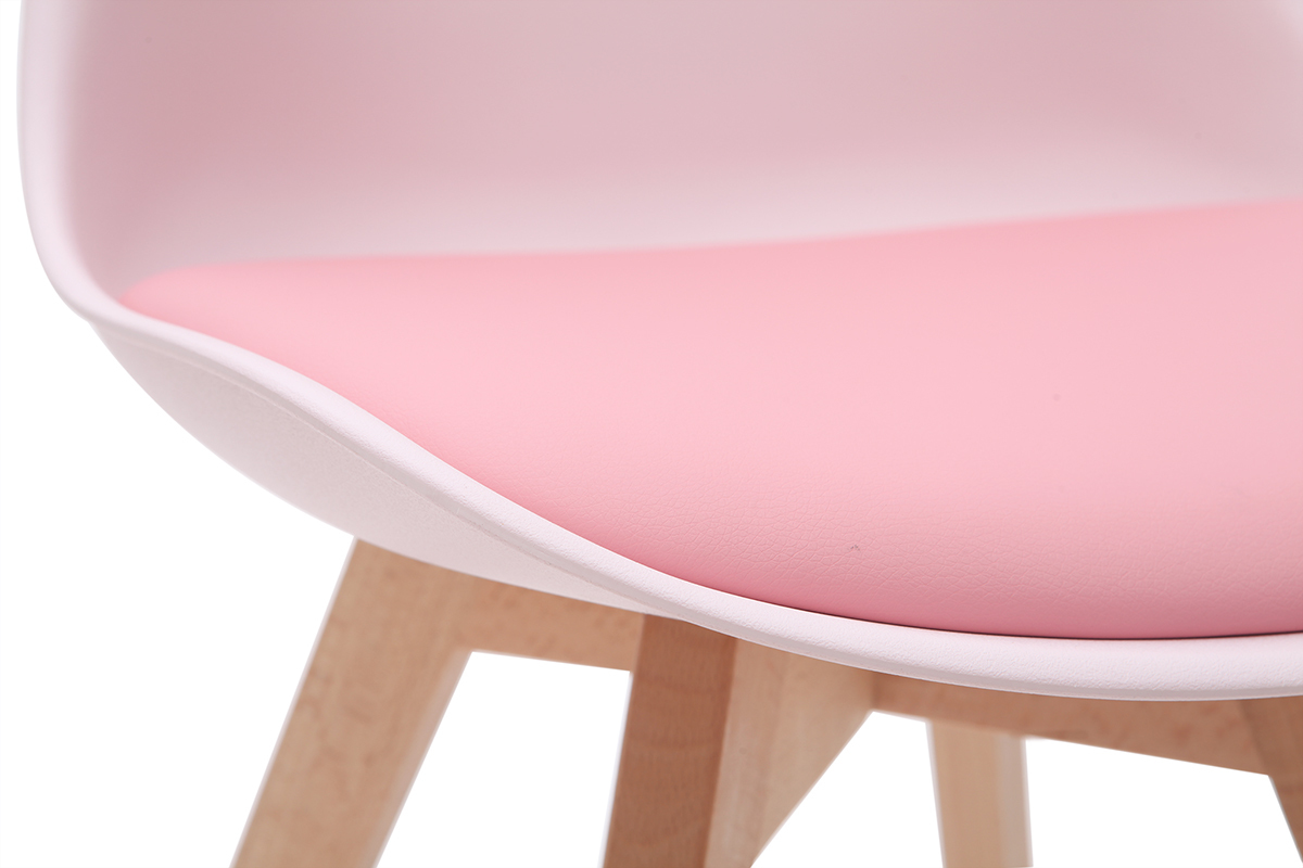 Sillas rosas con patas madera clara (lote de 2) PAULINE