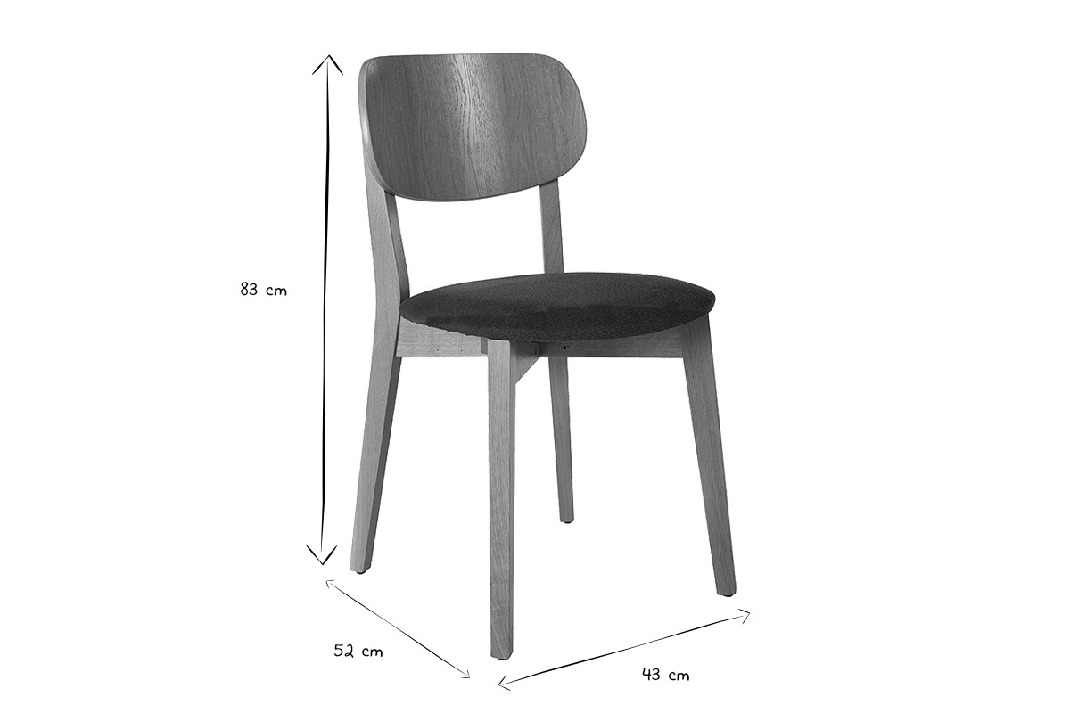 Silla vintage LUCIA en madera clara de roble y tejido de terciopelo verde caqui, vista de perfil.