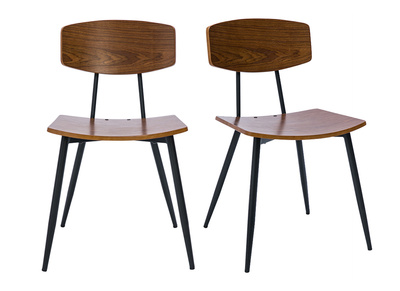 Sillas vintage de madera oscura nogal y metal negro (juego de 2) JOLINE