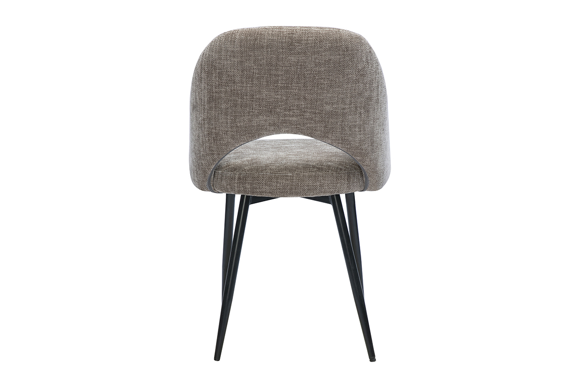 Silla vintage COSETTE topo en tejido efecto terciopelo con patas de metal negro, vista trasera.