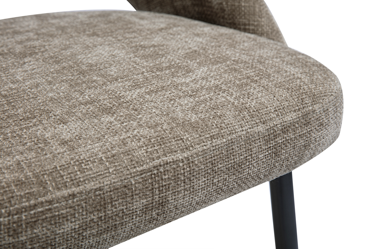 Primer plano del tejido efecto terciopelo texturizado topo de una silla vintage COSETTE