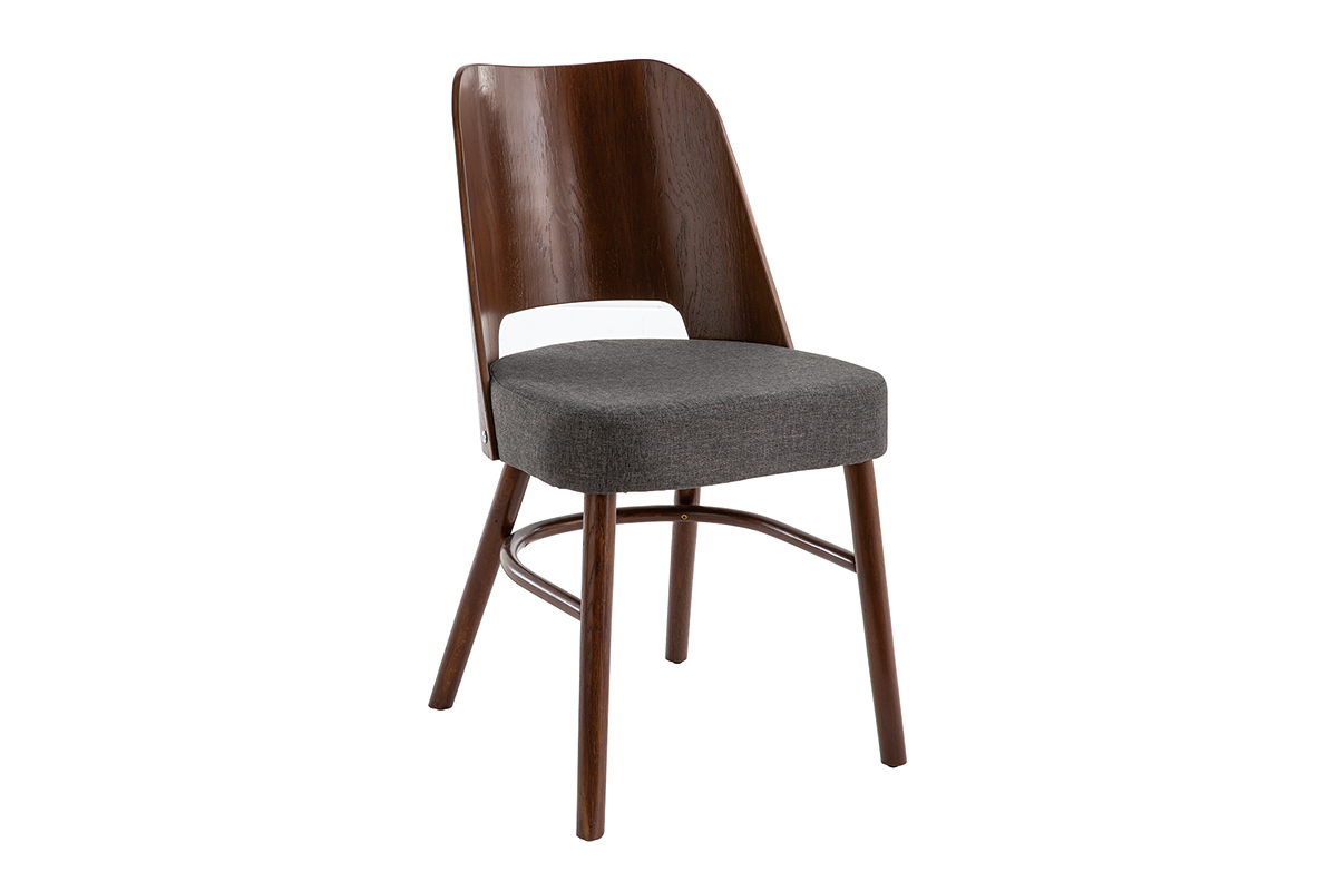 Sillas vintage madera oscura y asiento gris oscuro (lote de 2) EDITO
