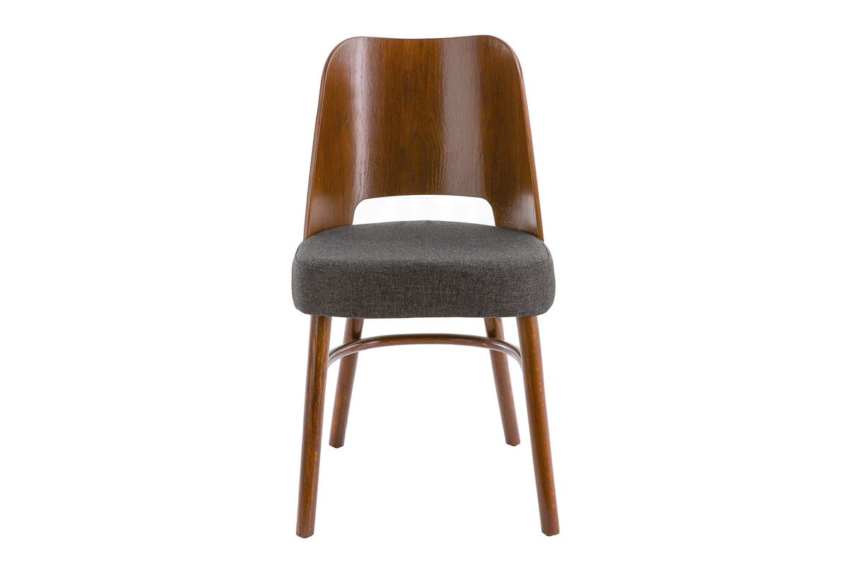 Sillas vintage madera oscura y asiento gris oscuro (lote de 2) EDITO