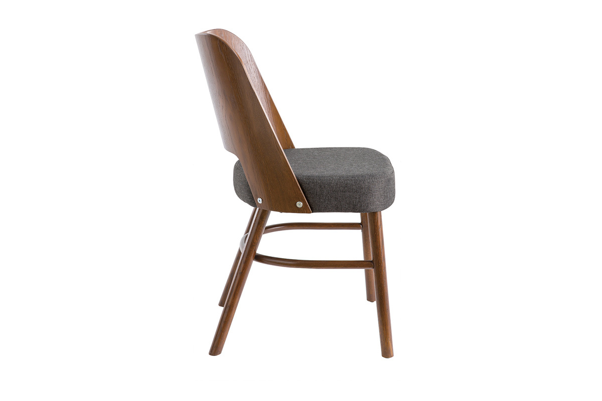 Sillas vintage madera oscura y asiento gris oscuro (lote de 2) EDITO