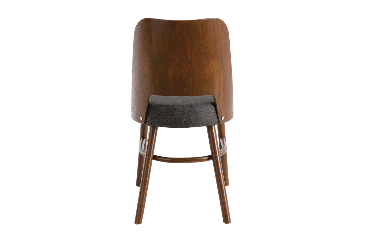 Sillas vintage madera oscura y asiento gris oscuro (lote de 2) EDITO