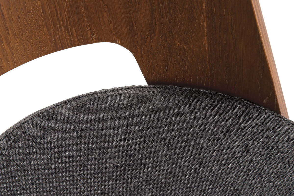Sillas vintage madera oscura y asiento gris oscuro (lote de 2) EDITO