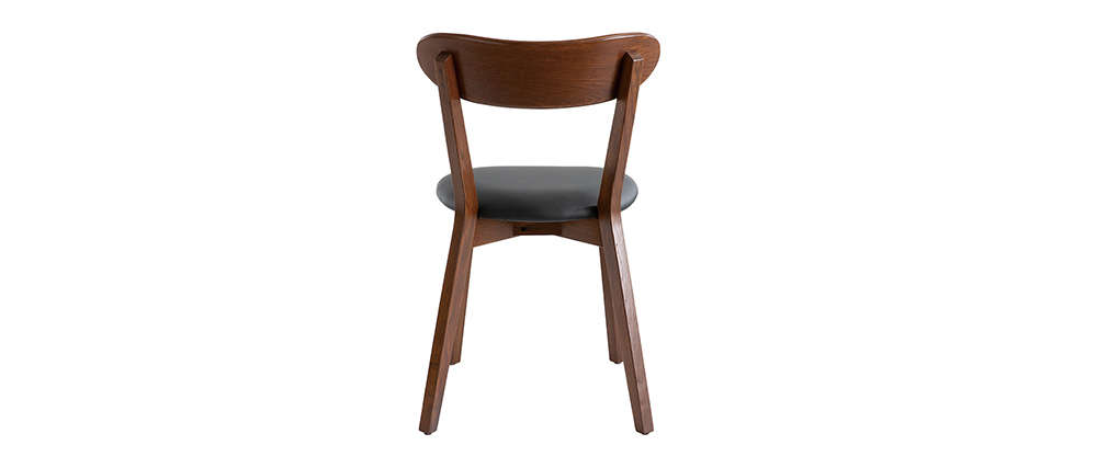 Sillas vintage madera oscura y asiento negro (lote de 2) DOVE