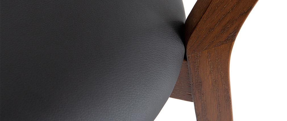 Sillas vintage madera oscura y asiento negro (lote de 2) DOVE