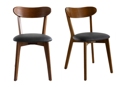 Sillas vintage madera oscura y asiento negro (lote de 2) DOVE