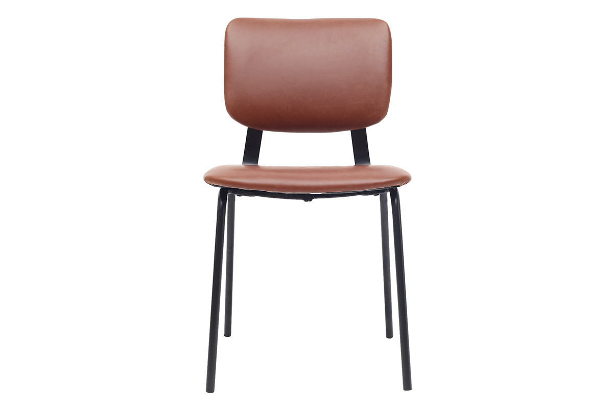 sillas vintage marrn claro con patas en metal (lote de 2) LAB
