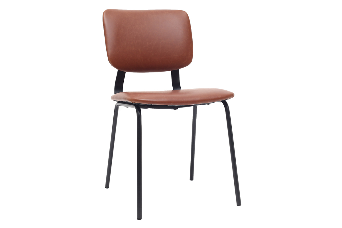 sillas vintage marrn claro con patas en metal (lote de 2) LAB