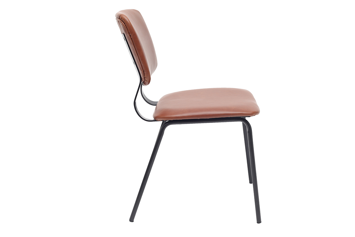 sillas vintage marrn claro con patas en metal (lote de 2) LAB