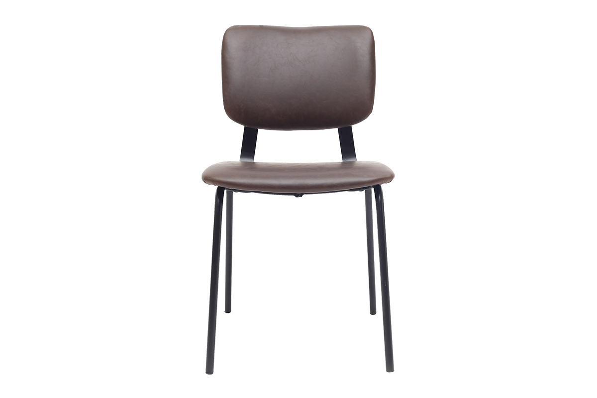 sillas vintage marrn oscuro con patas en metal (lote de 2) LAB