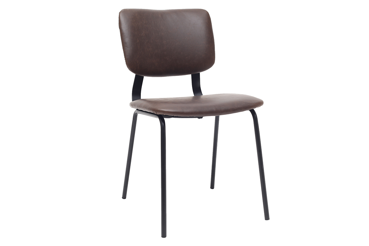 sillas vintage marrn oscuro con patas en metal (lote de 2) LAB